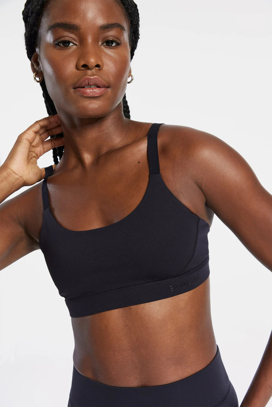 1012 - Bandier Sports Bra Black Scoop Neck Strappy Womens Size 2xl - NWT
